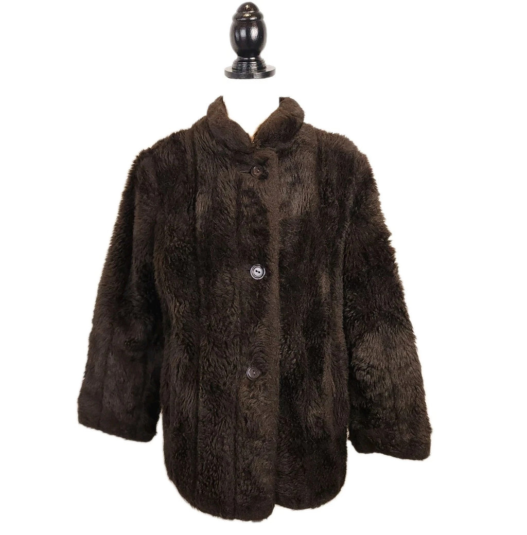 Vintage Faux Fur Sz L Brown Coat