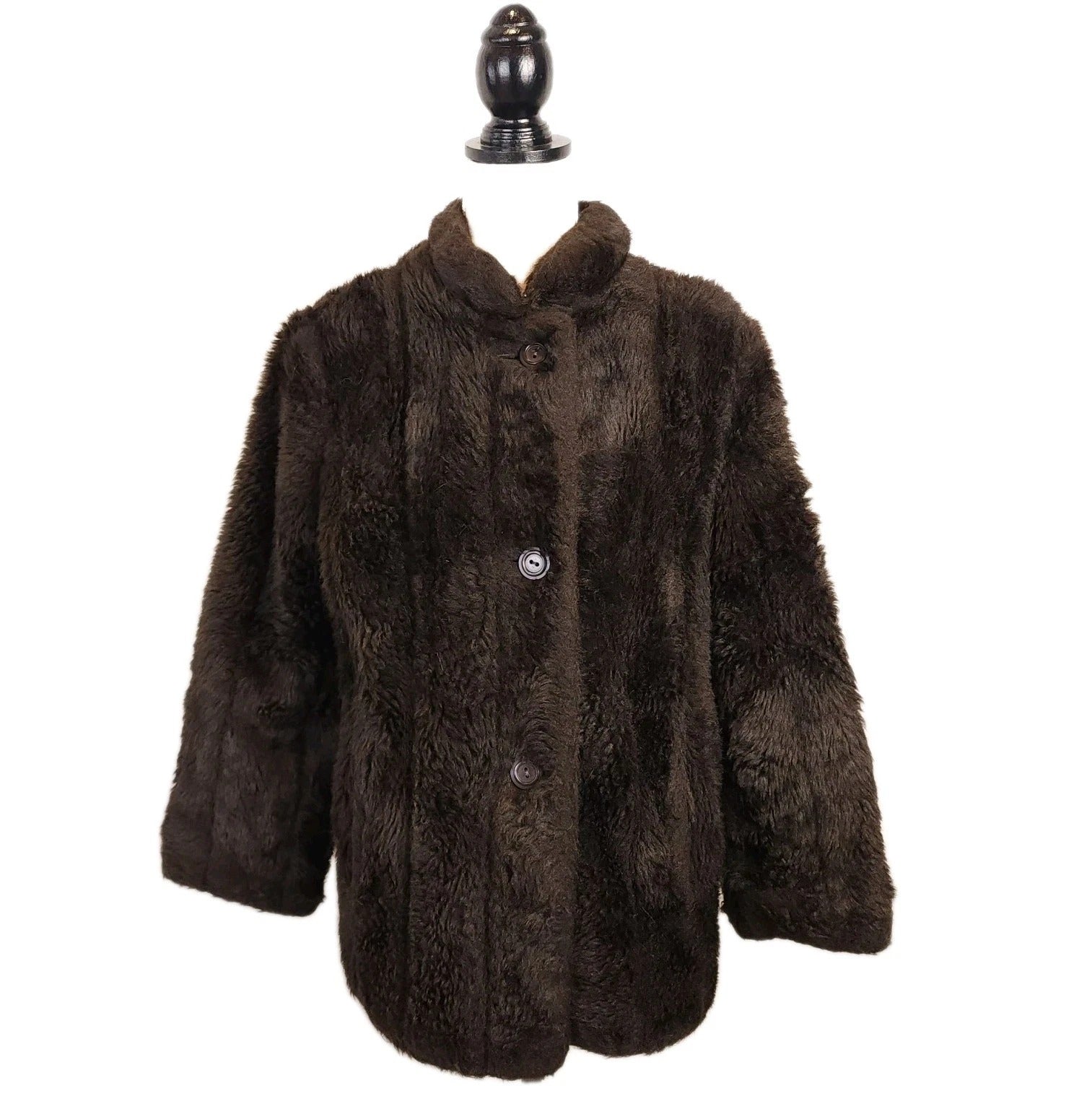 Vintage Faux Fur Sz L Brown Coat