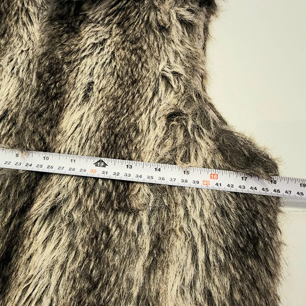COFFEE SHOP Sz S Faux Fur Vest Brown Gray
