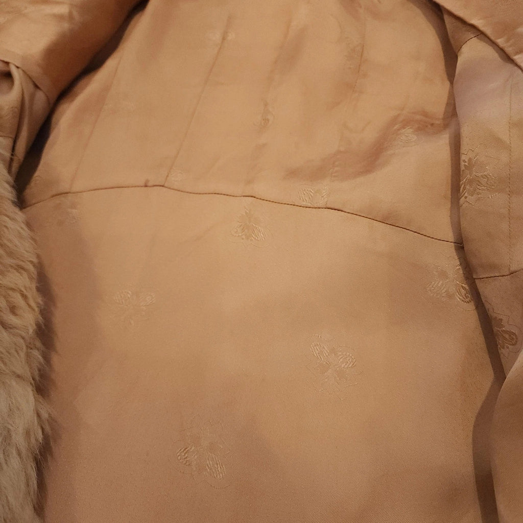 60's Vintage Hooded Plush Teddy Coat Golden Brown Faux Fur Coat Sz M