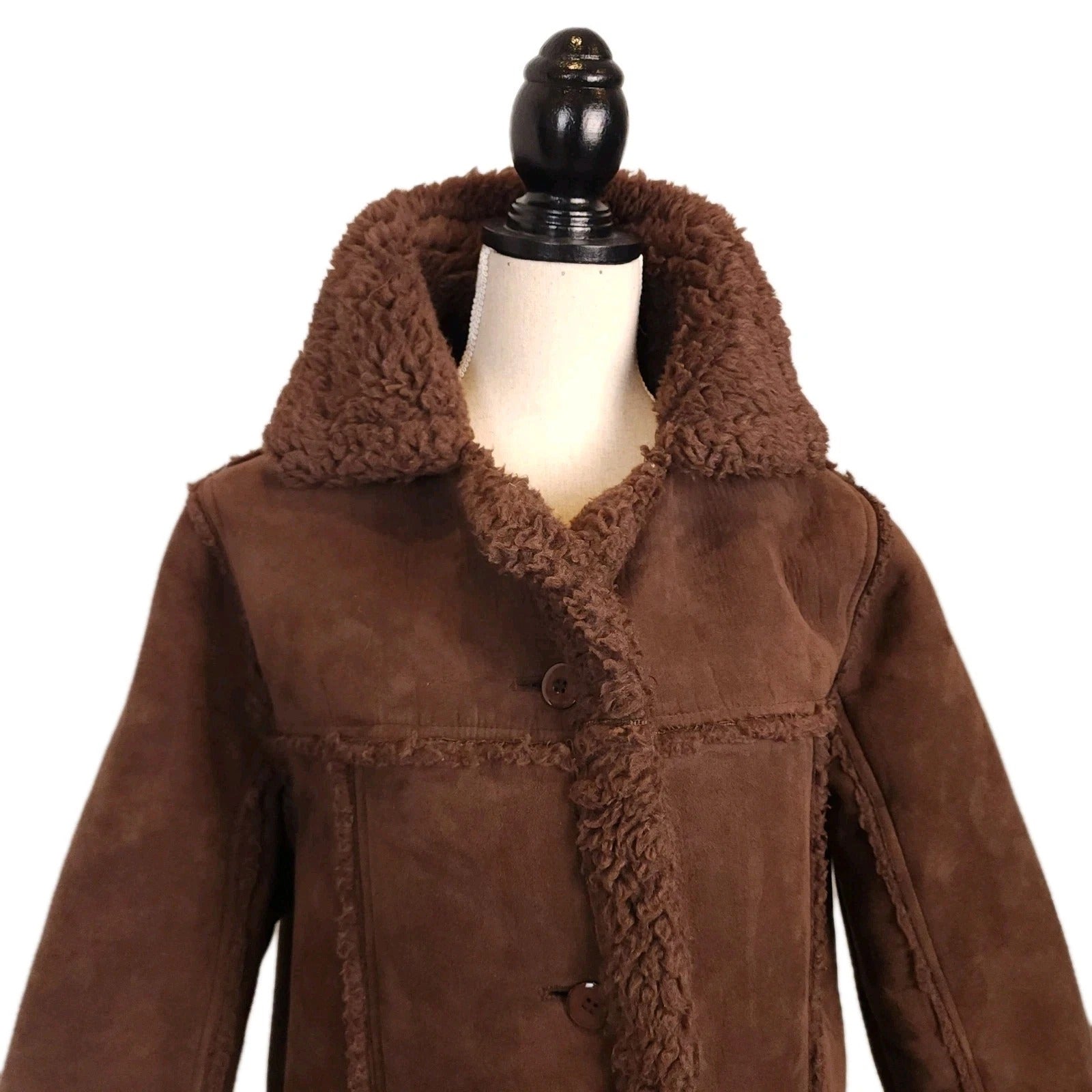 Faux Shearling Mocha Brown Sz S Overcoat