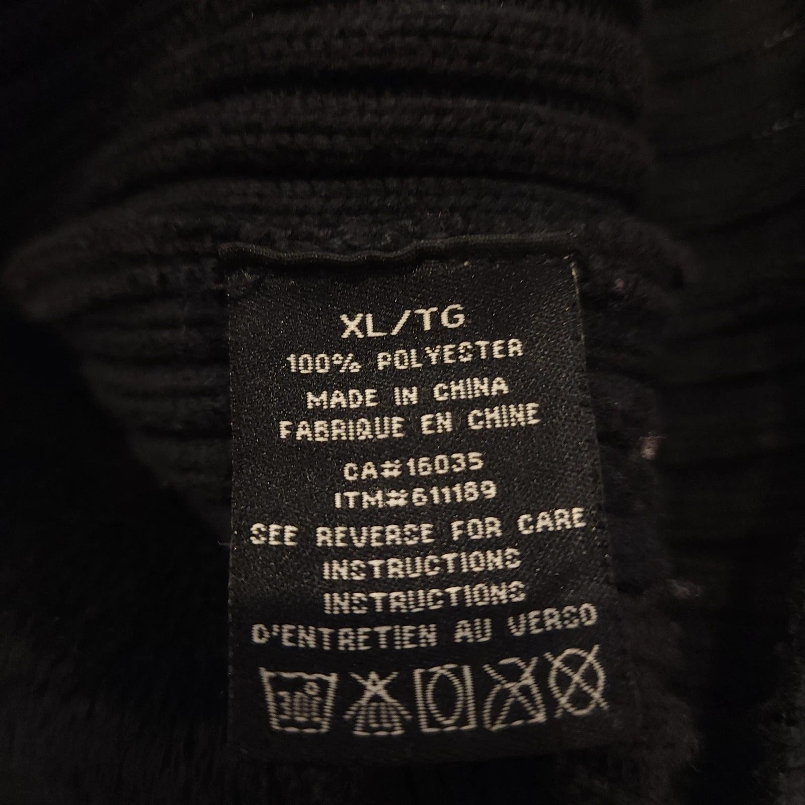 Faux Fur & Leather Ebony Black Full Zip Sweater XL