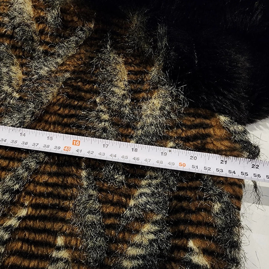 Cindy Burke Vintage Chevron Faux Fur Jacket Sz L