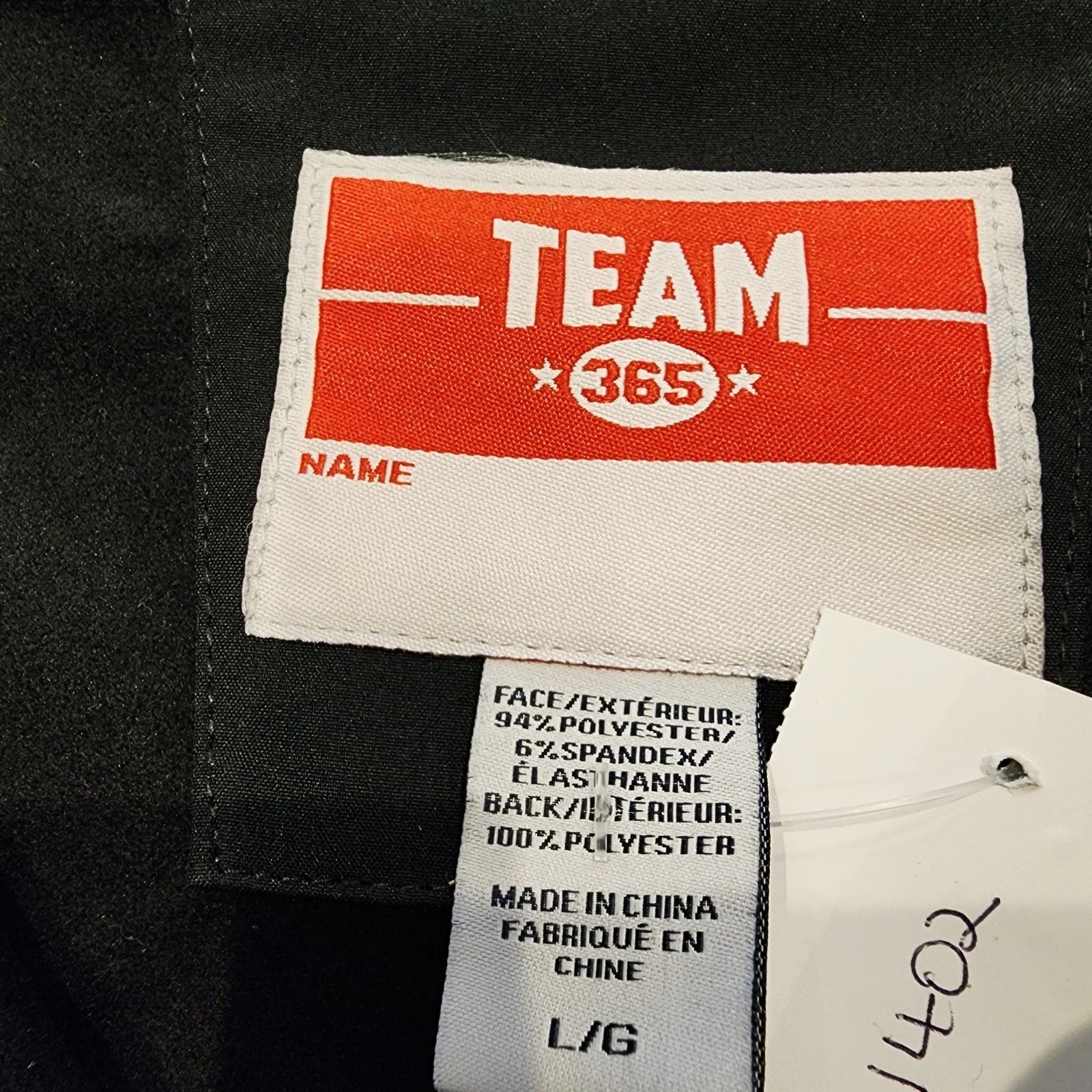 TEAM 365 Canadian College Sleek Fitted Black Full Zip Jacket Sz Large