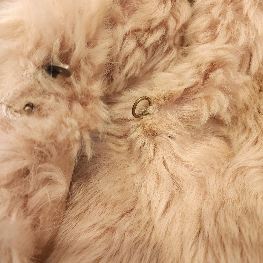 60's Vintage Hooded Plush Teddy Coat Golden Brown Faux Fur Coat Sz M