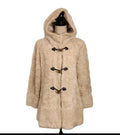 JESSICA Vanilla Cloud Faux Fur Coat Horn Toggle Closures Sz Youth L