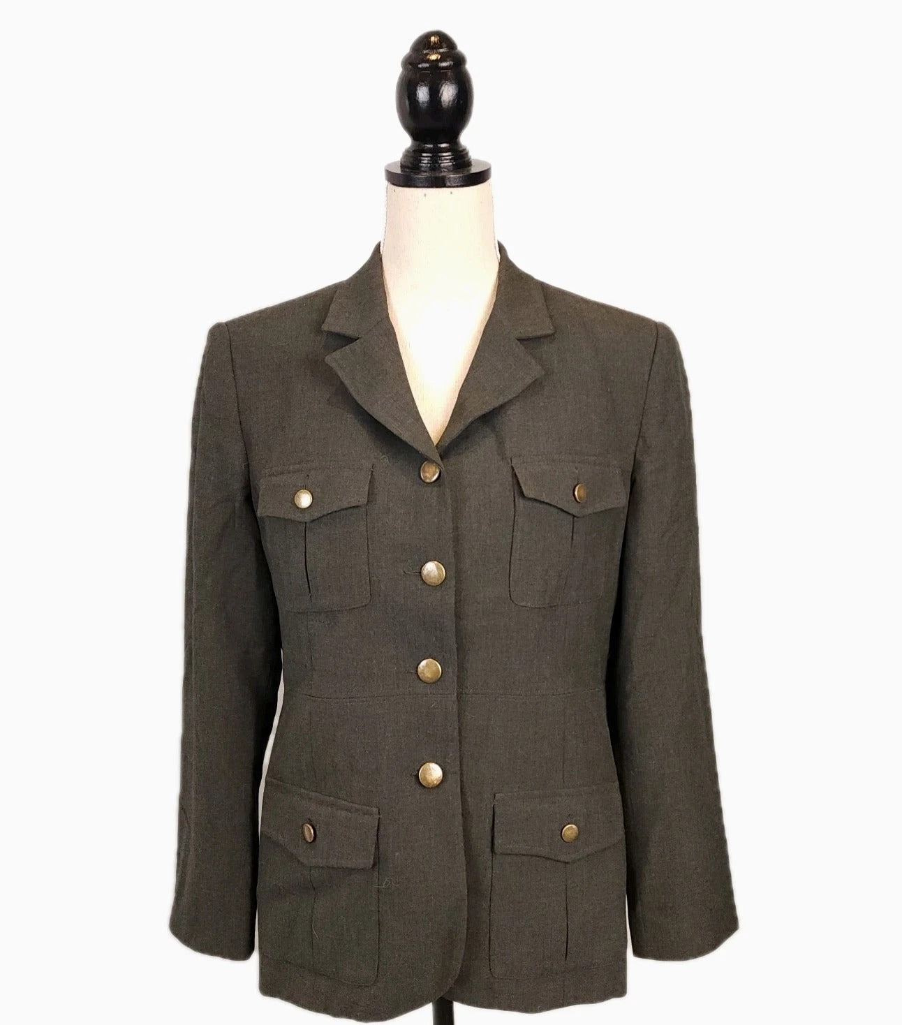 Tristan & Iseut Slate Gray Miliary Buttoned Jacket 2 Piece Set Sz Large