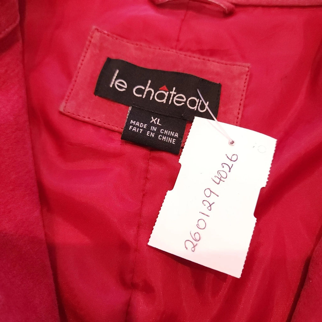 Genuine Suede Leather XL Cafe Racer Jacket Hot Pink Full Zip