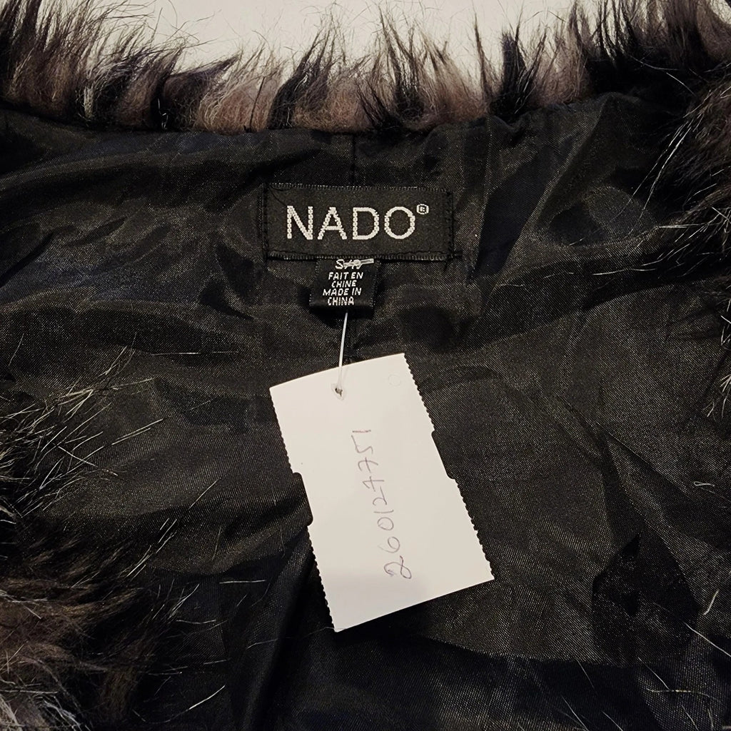 NADO sz S Shaggy Faux Fur Vest Brown Gray
