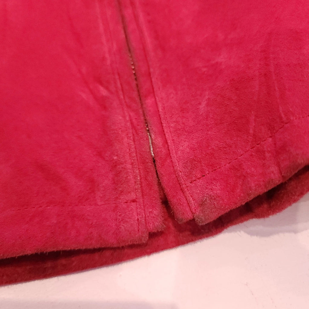 Genuine Suede Leather XL Cafe Racer Jacket Hot Pink Full Zip