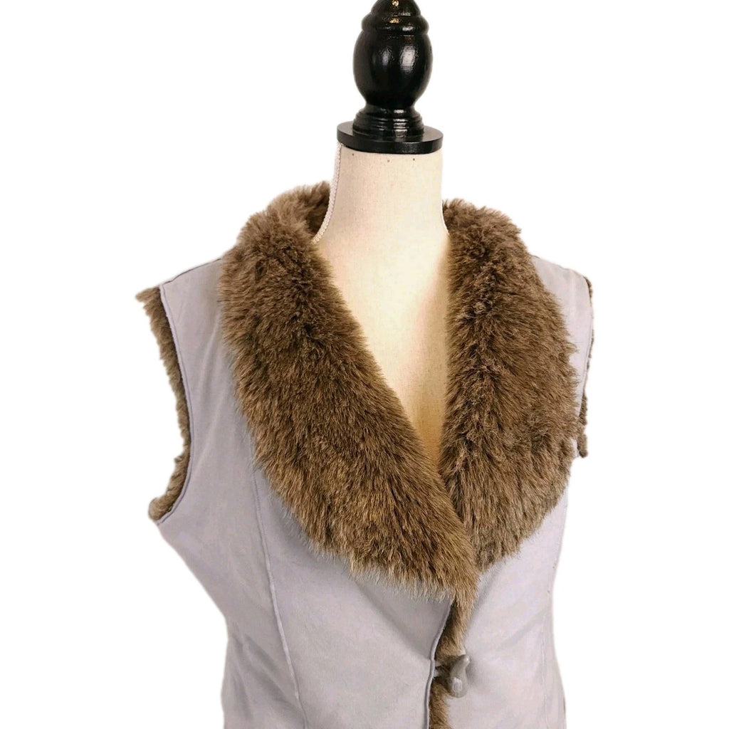 Together Sz S Faux Fur And Suede Vest Horn Toggle