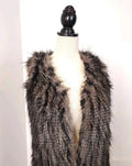 NADO sz S Shaggy Faux Fur Vest Brown Gray
