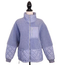 SOIA & KYO Faux Shearling Teddy Bomber Jacket Full Zip Sz M Lavender Blue