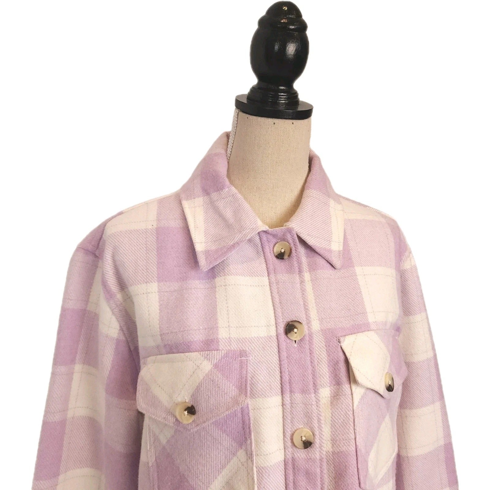 CLOTH BY DESIGN Sz S Lavender Buttoned Shacket Over Shirt