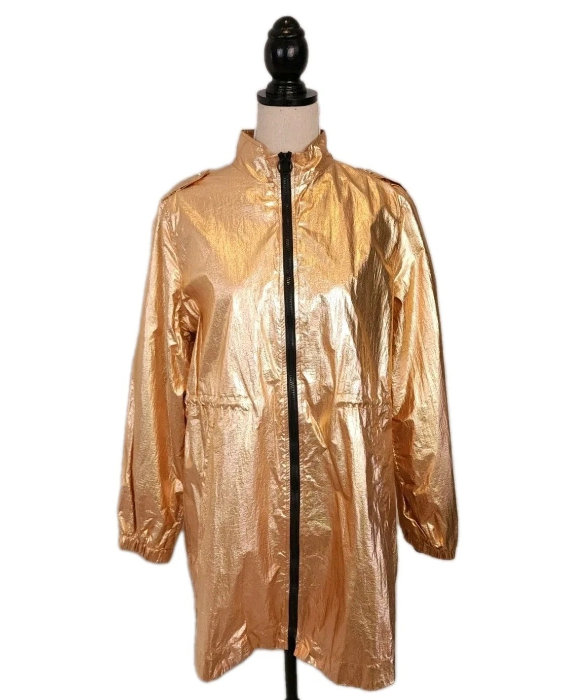 Sweet RAIN Metallic Gold XL Windbreaker Jacket Full Zip