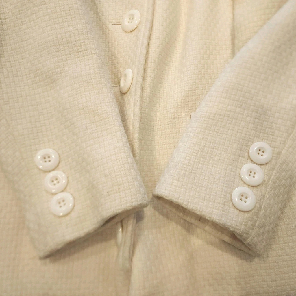 Reitmans Single-breast Buttoned Long Ivory Tweed Overcoat Sz Medium