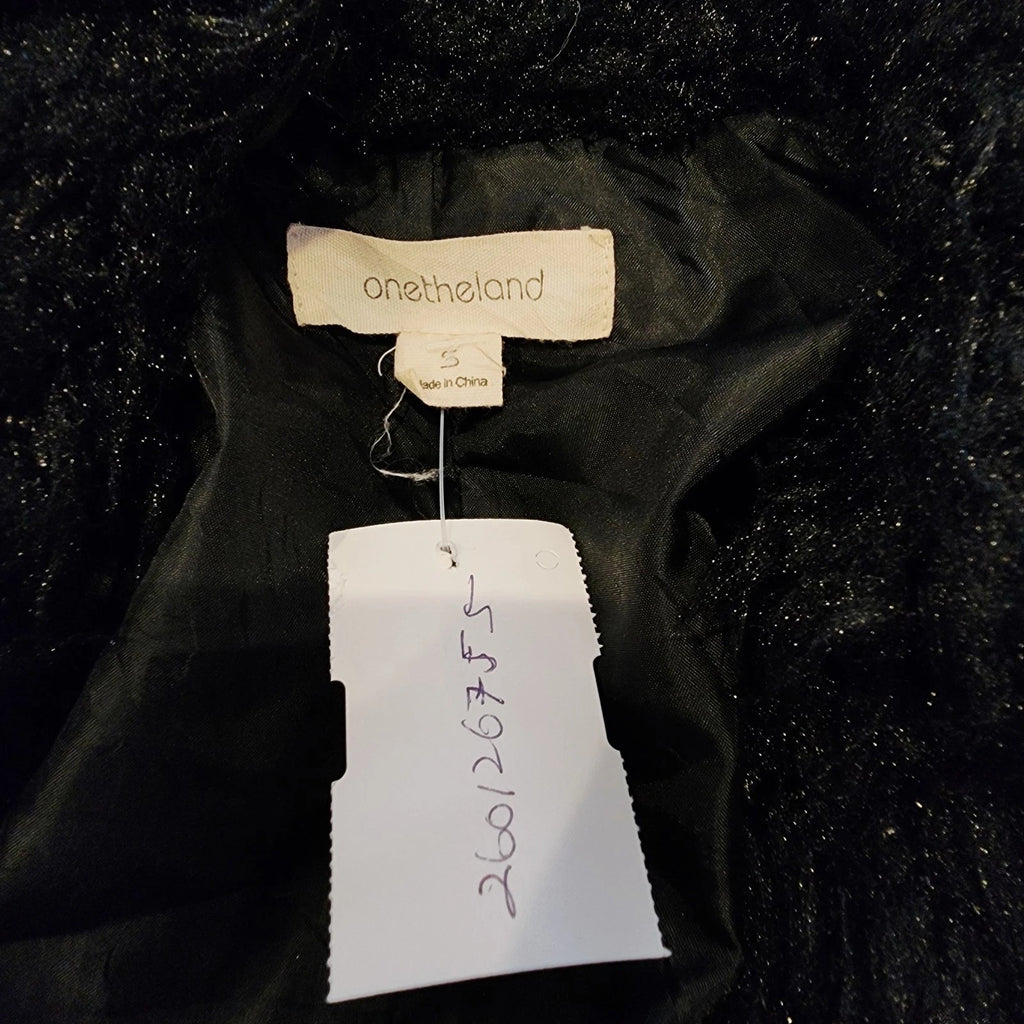 Onetheland Sz S Shaggy Faux Fur Jacket Black