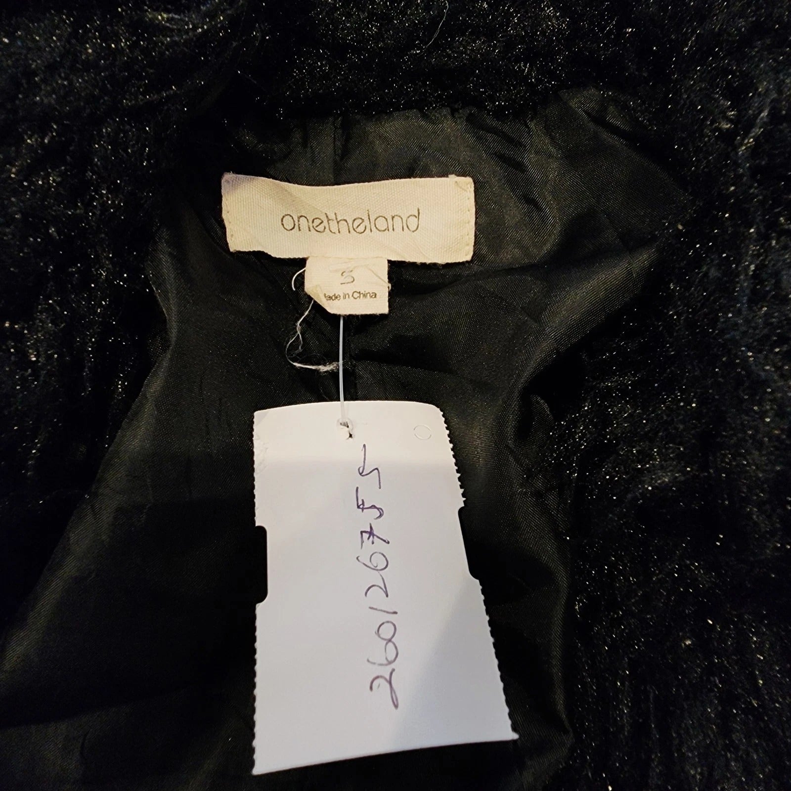 Onetheland Sz S Shaggy Faux Fur Jacket Black