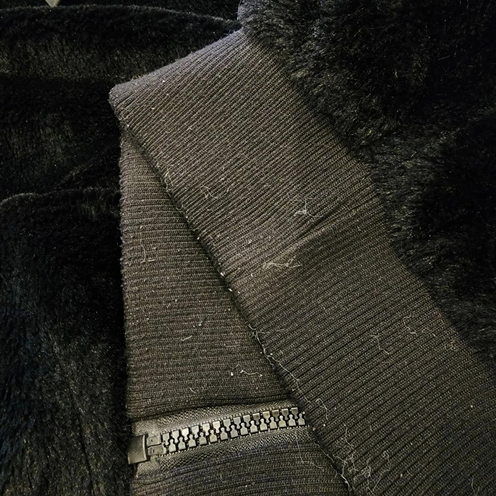 Faux Fur Hooded Jet Black Jacket XL