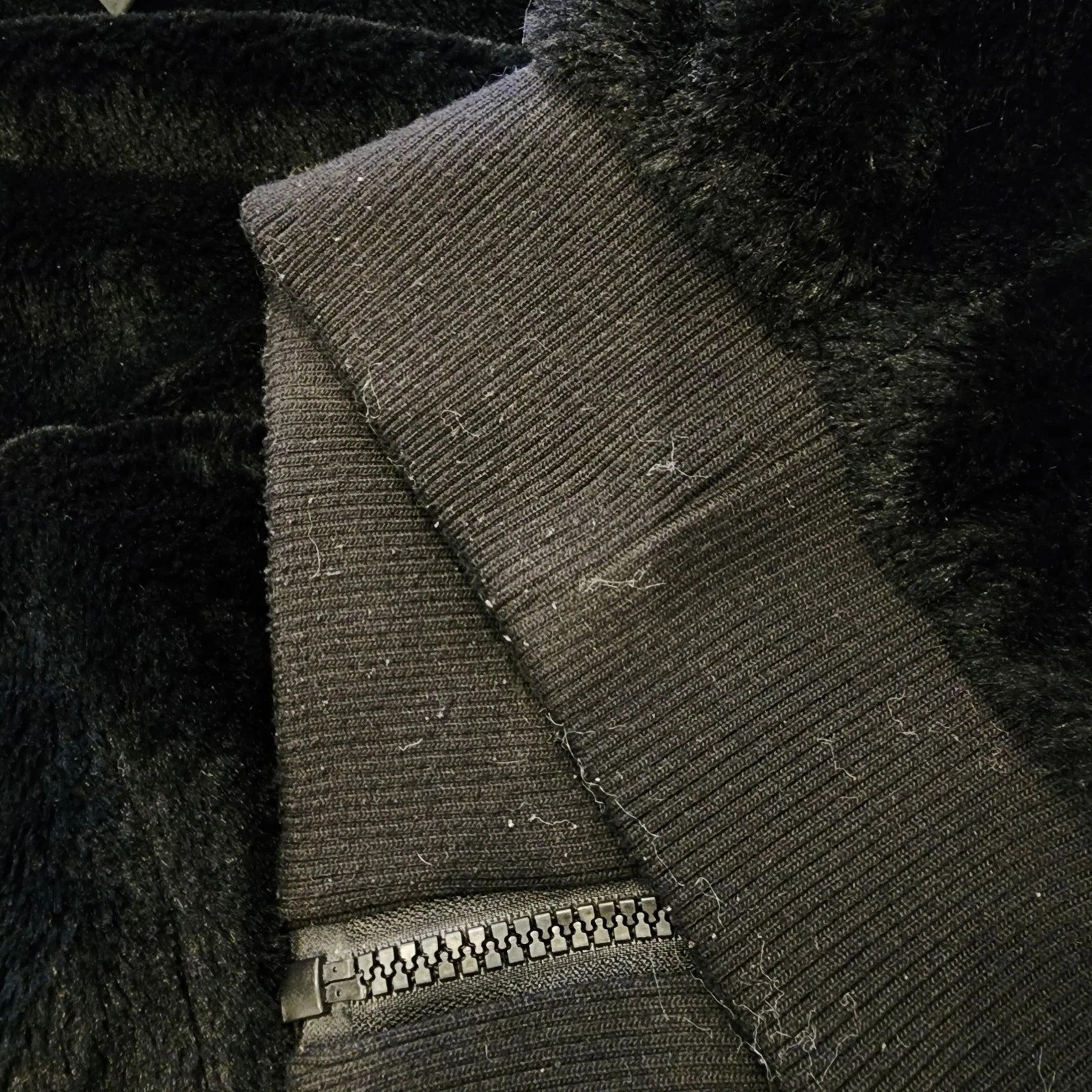 Faux Fur Hooded Jet Black Jacket XL