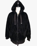 Faux Fur Hooded Jet Black Jacket XL