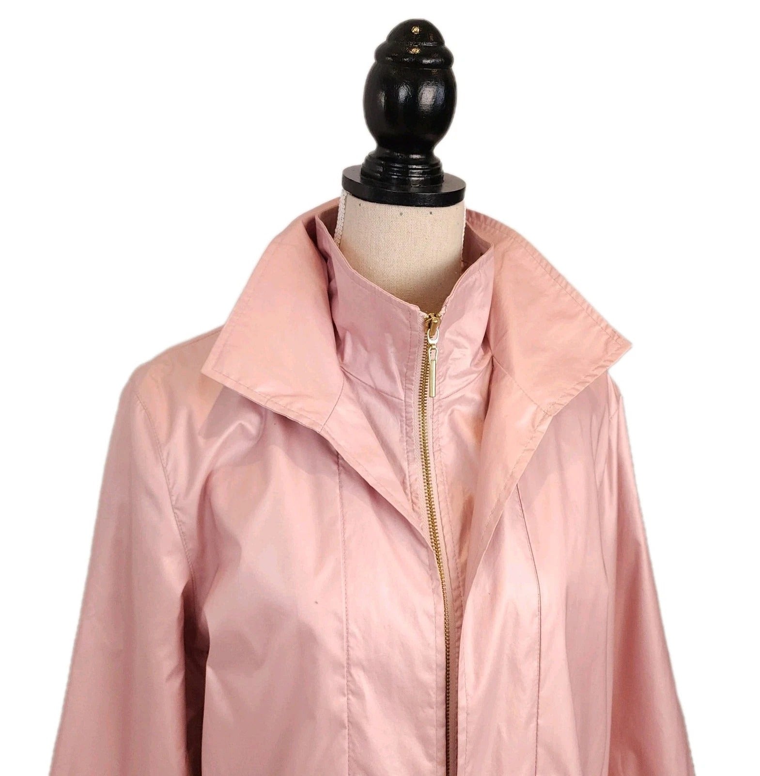 LINDOR PETITE Sz L Metallic Soft Pink Full Zip Jacket Water Repellent