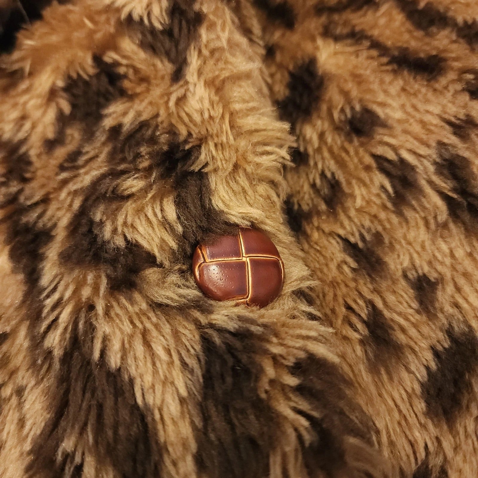 Fox Fur Collar XL YOUTH Leopard Print Coat Vintage Hand Made