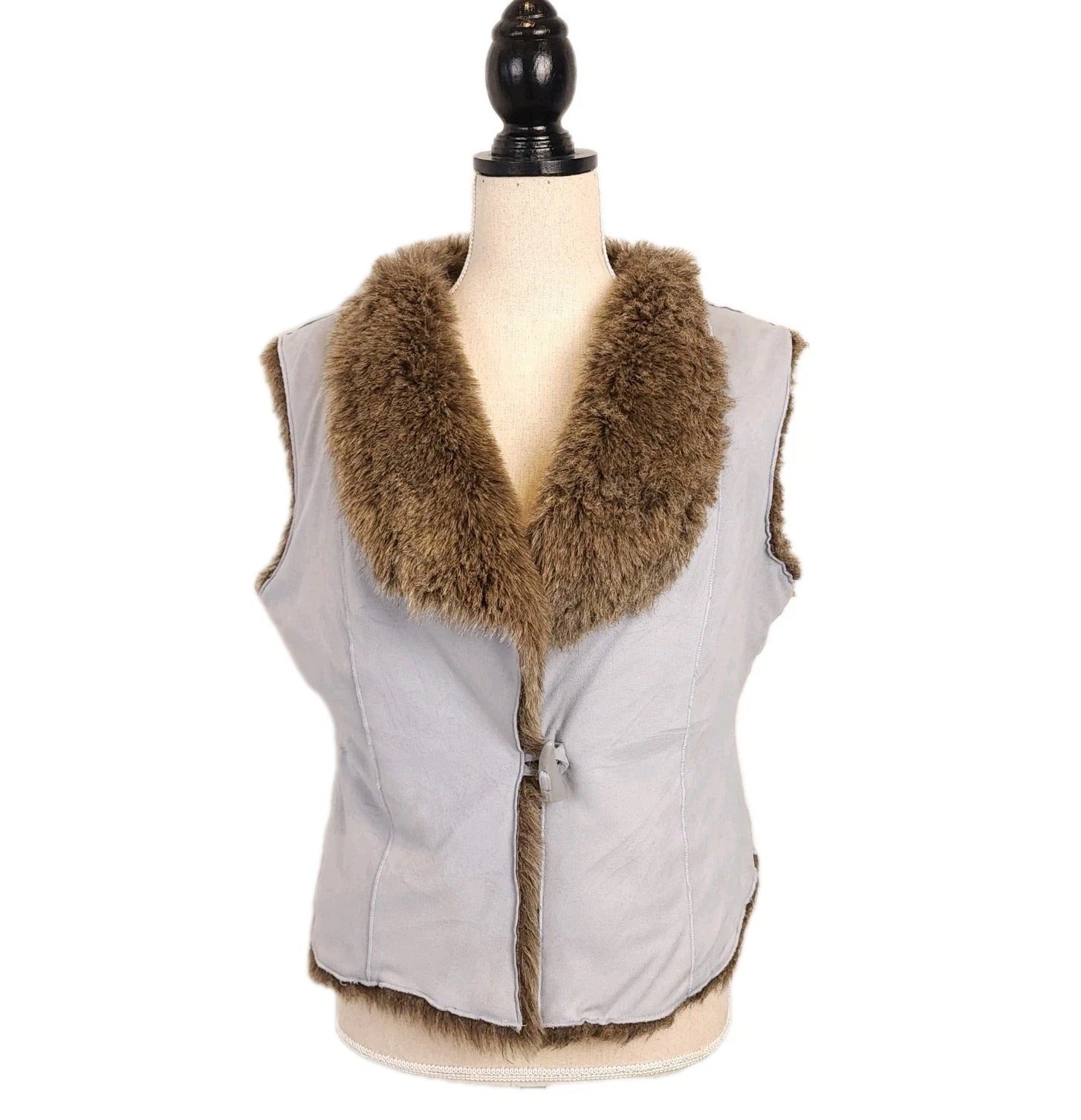 Together Sz S Faux Fur And Suede Vest Horn Toggle