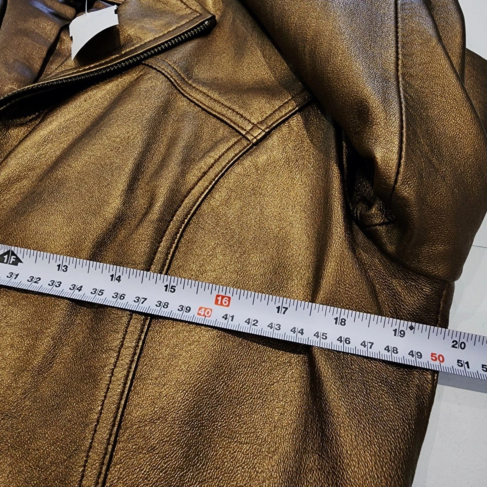 BERNARDO Sz L Bronze Genuine Leather Zip Blazer Jacket