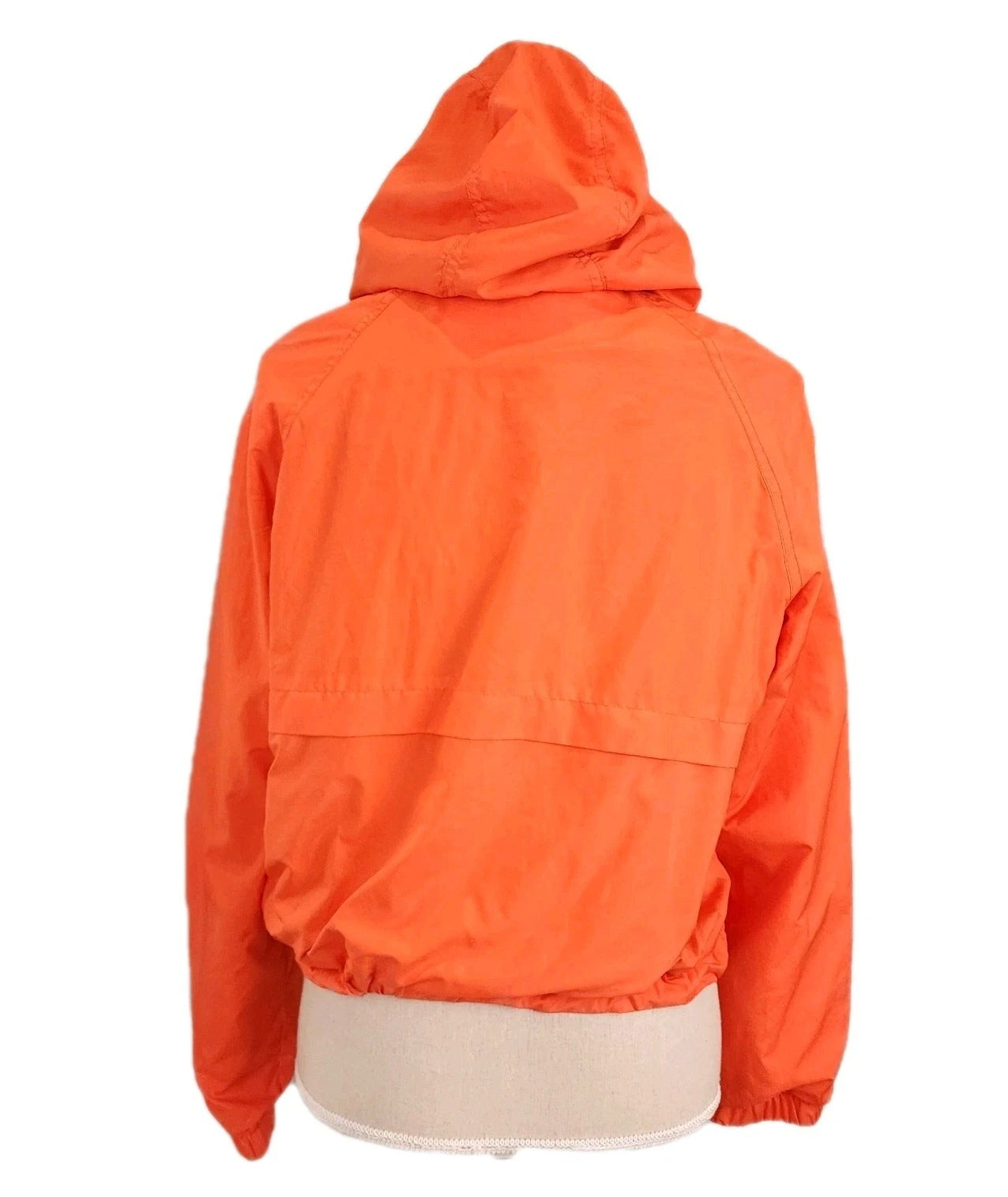 Divided Hooded Button Up Lined Orange Jacket Sz Small