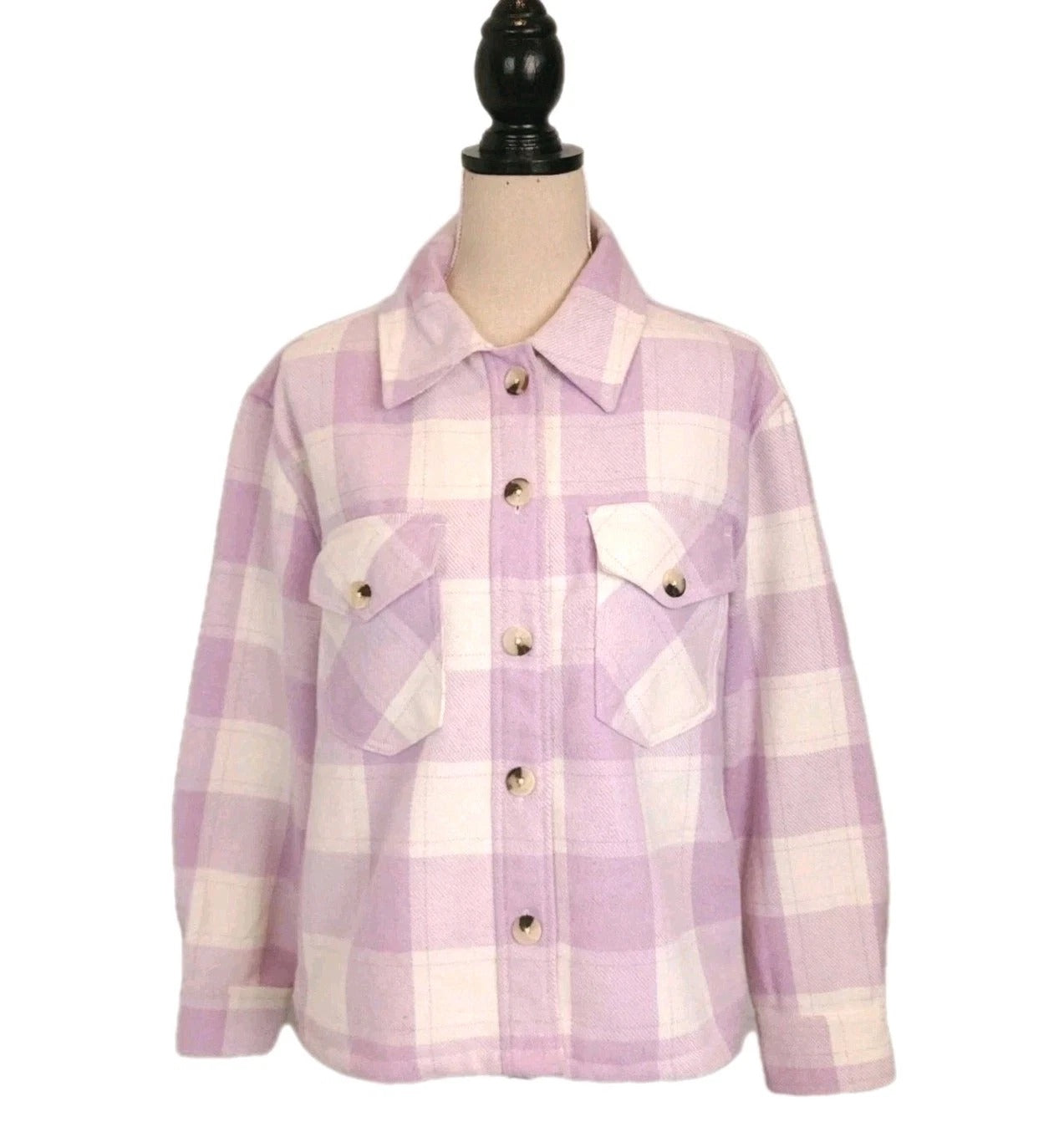CLOTH BY DESIGN Sz S Lavender Buttoned Shacket Over Shirt