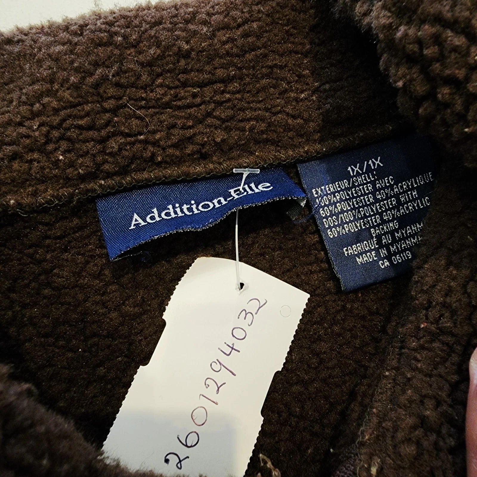 Addition-Elle Shearling Faux Fur Lining Chocolate Brown Mid-length Overcoat XL
