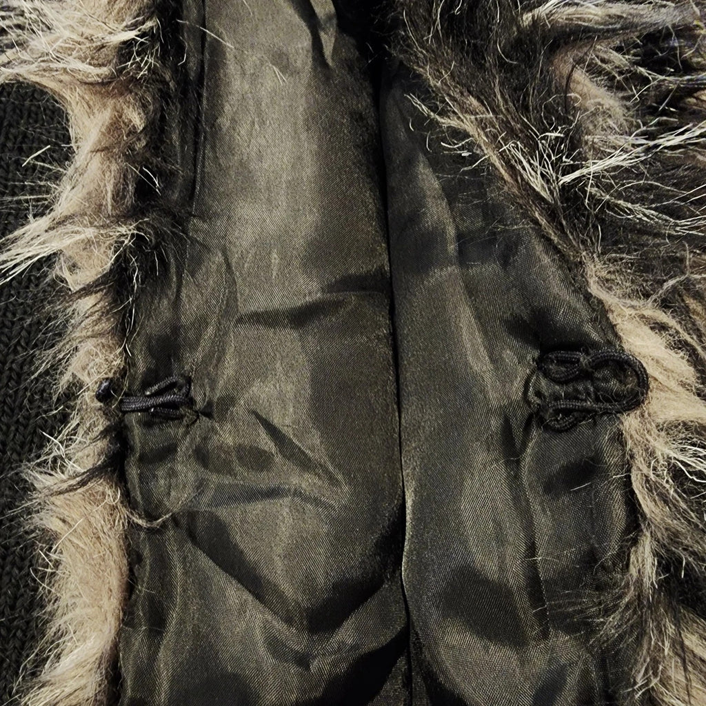 NADO sz S Shaggy Faux Fur Vest Brown Gray