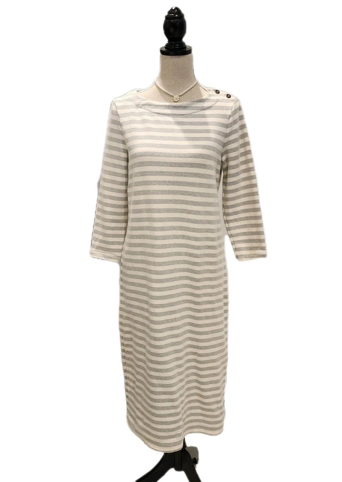 ARTISAN NY sz S Nautical Striped Maxi Dress Cotton Ivory Gray