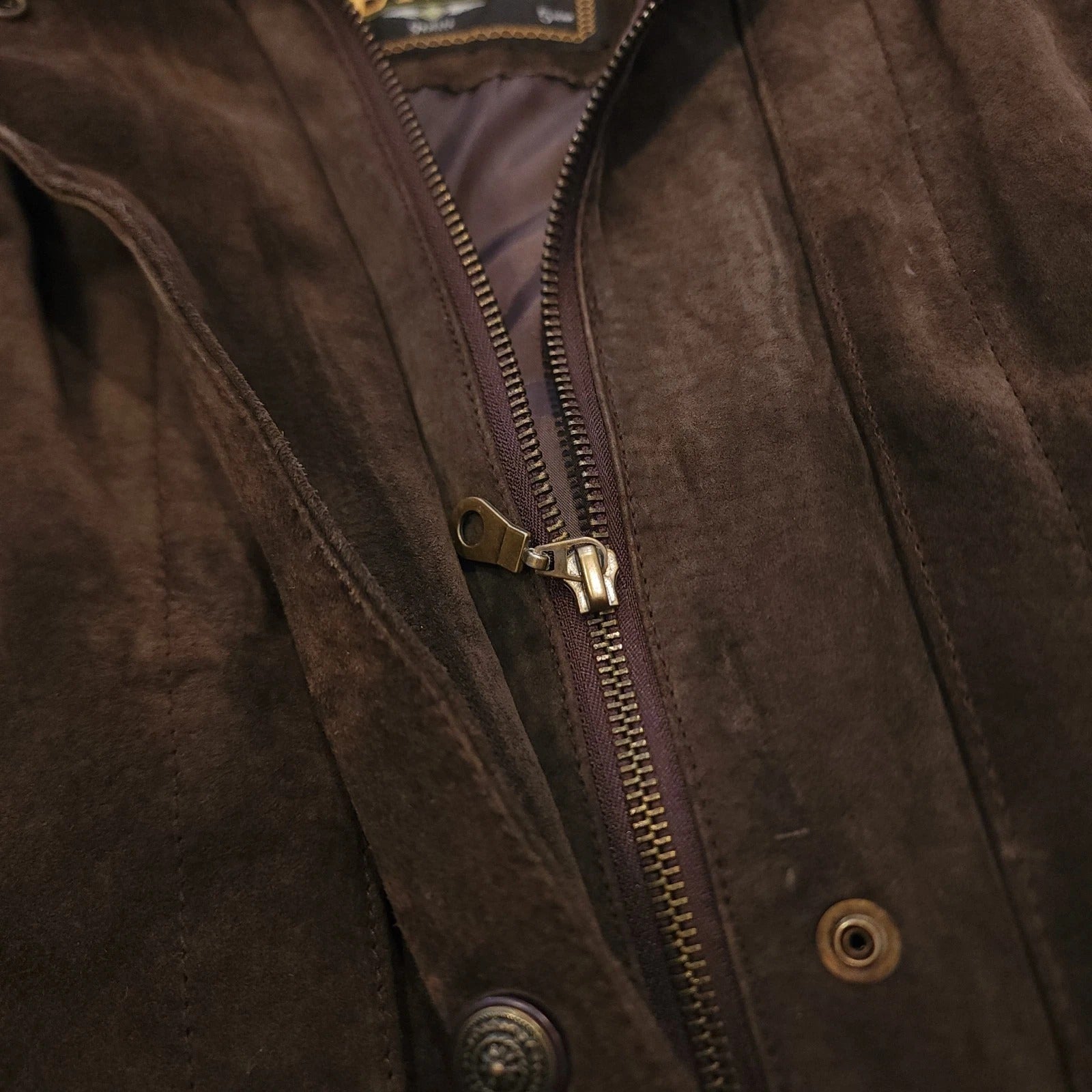 Vintage Genuine Leather Sz S Parka Jacket Mid-length Brown Hooded