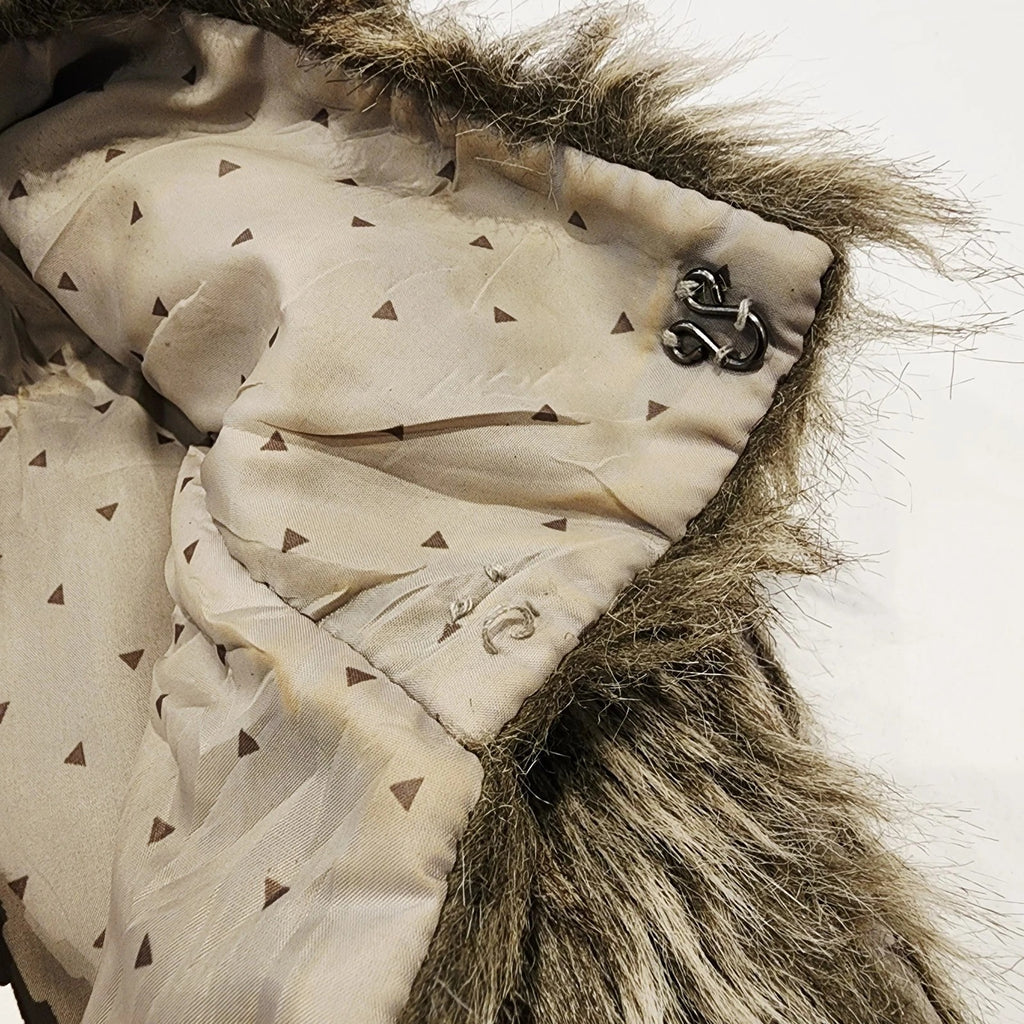 COFFEE SHOP Sz S Faux Fur Vest Brown Gray