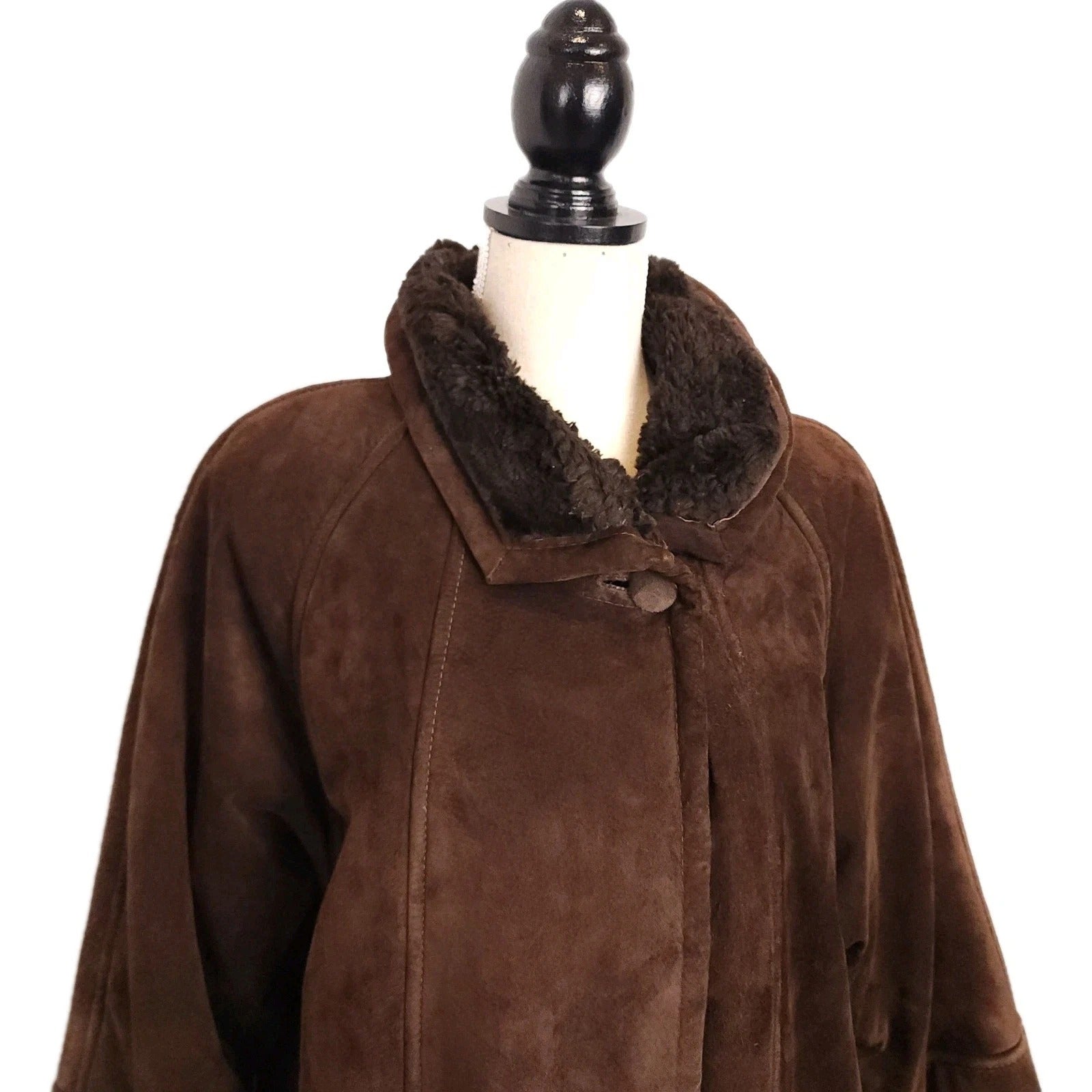 Marvin Richards Chocolate Brown Leather Shearling with Faux Fur Lining Sz L VTG