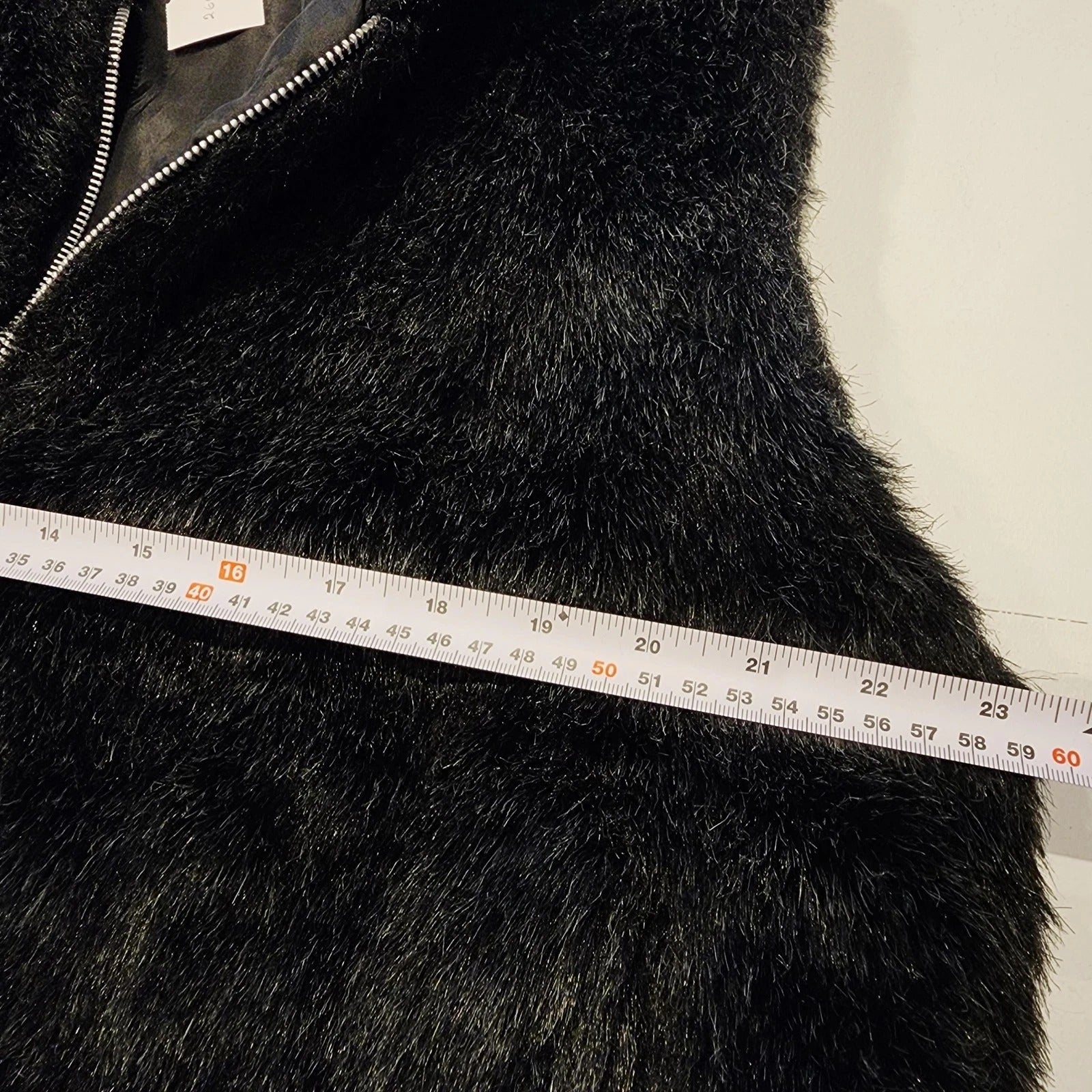 Nicole Benisti XL Faux Fur Full Zip Vest Hooded Black