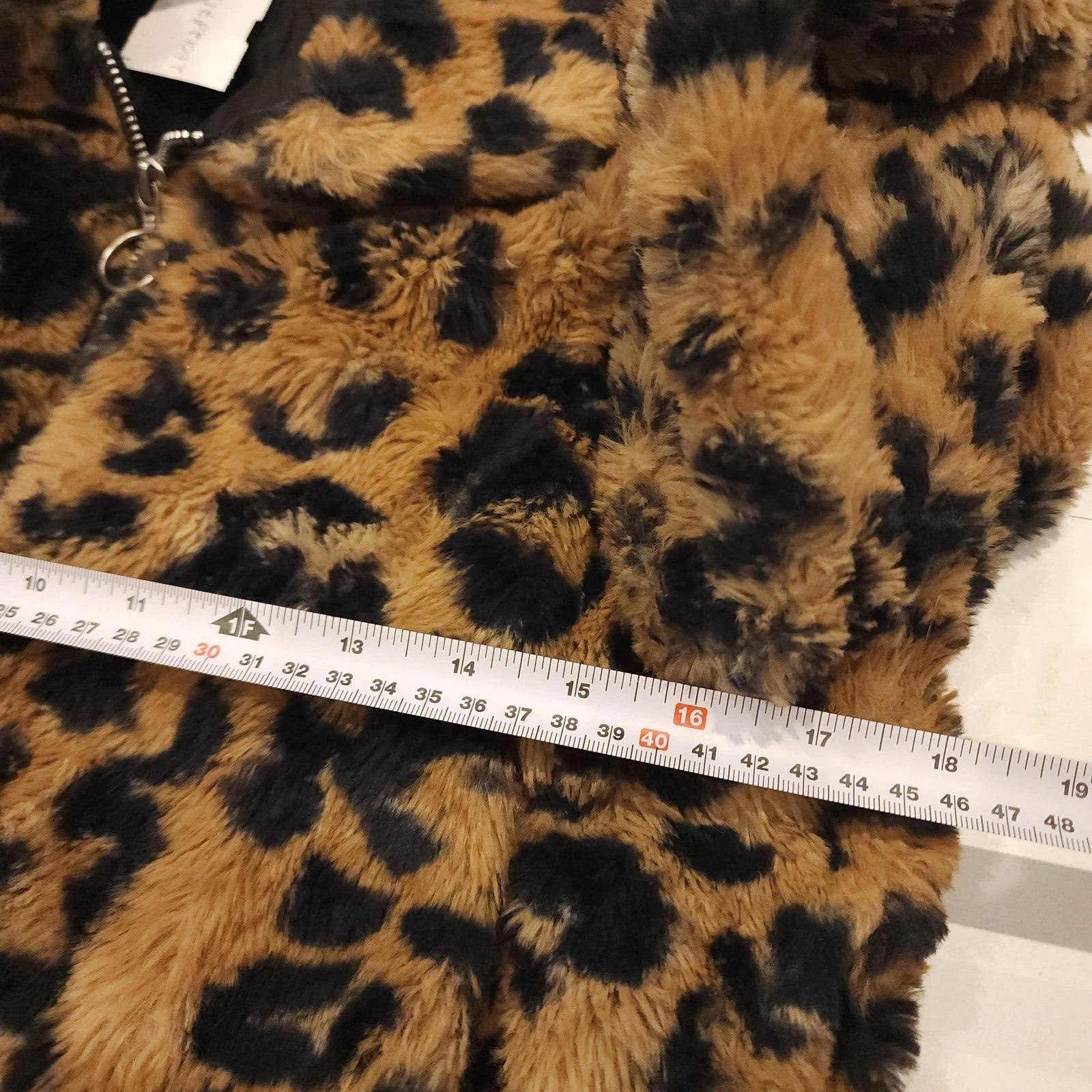 Leopard Print XS Full Zip Hooded Faux Fur Jacket