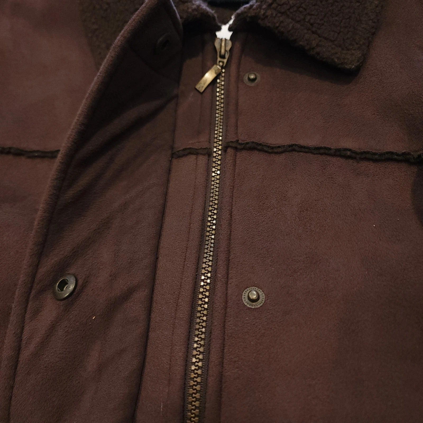 Addition-Elle Shearling Faux Fur Lining Chocolate Brown Mid-length Overcoat XL