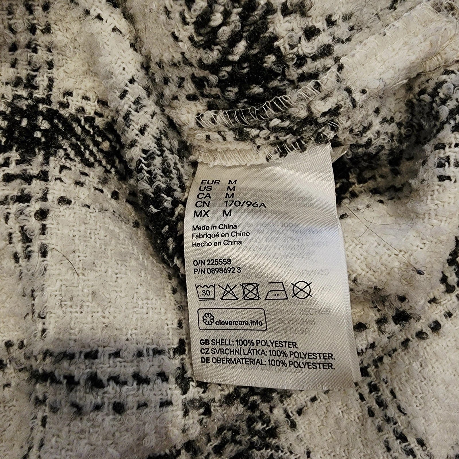 H&M Sz M Ivory & Gray Plaid Shacket Heavy Over Shirt