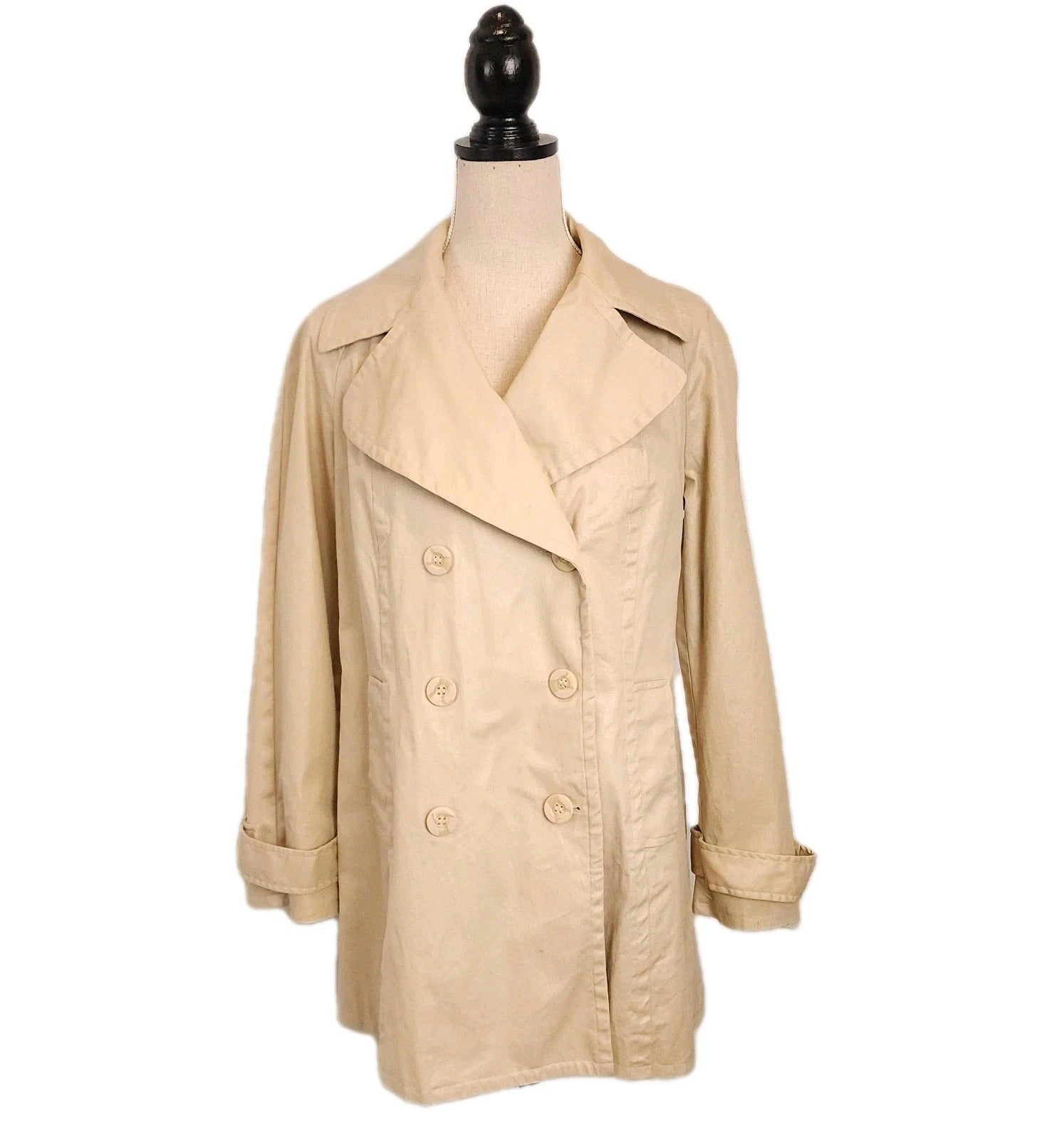 JOCKEY Button Double Breasted Beige Trench Coat Sz M
