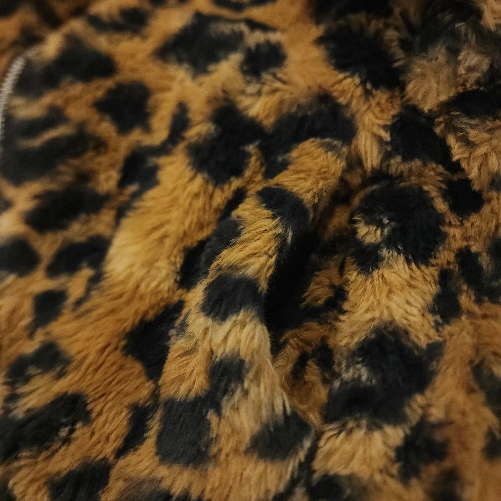 Leopard Print XS Full Zip Hooded Faux Fur Jacket