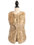 Lynx Faux Fur Sz M Vest Beige