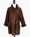 Marvin Richards Chocolate Brown Leather Shearling with Faux Fur Lining Sz L VTG