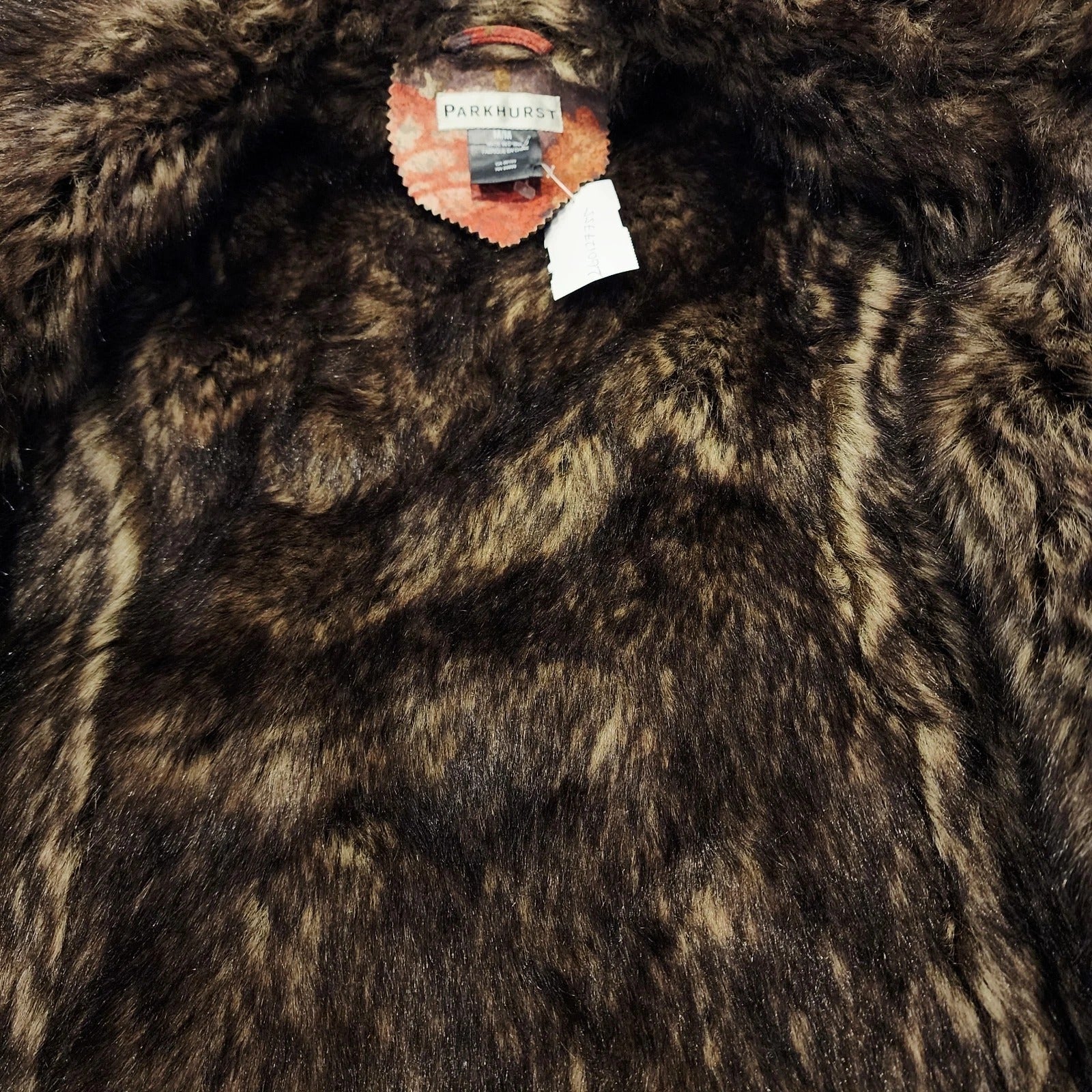 Parkhurst Sz M Floral Faux Fur & Shearling Vest Horn Toggle