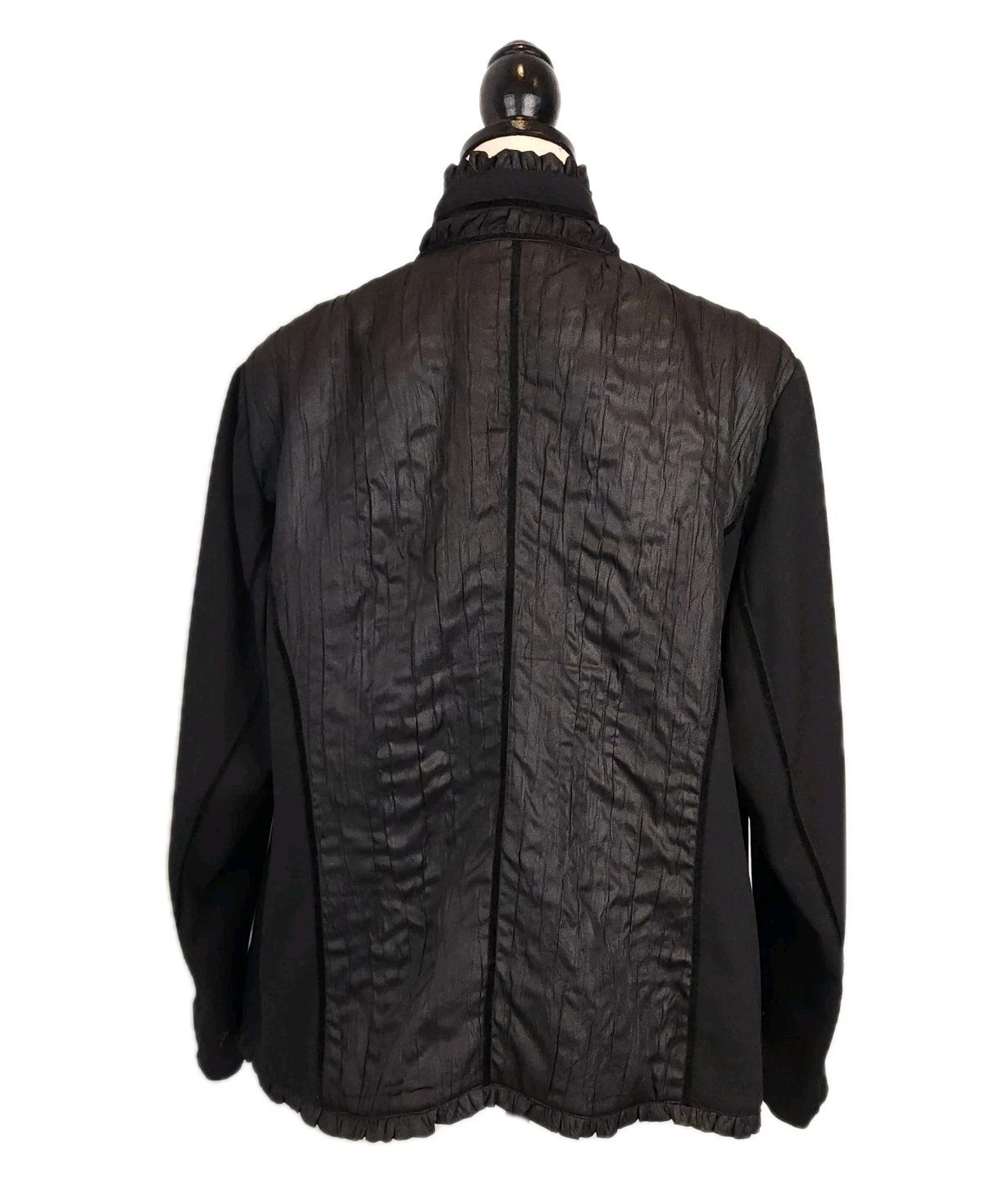 MISS ALLIAGE Ruched Frill Jet Black Buttoned Jacket Womens 2XL