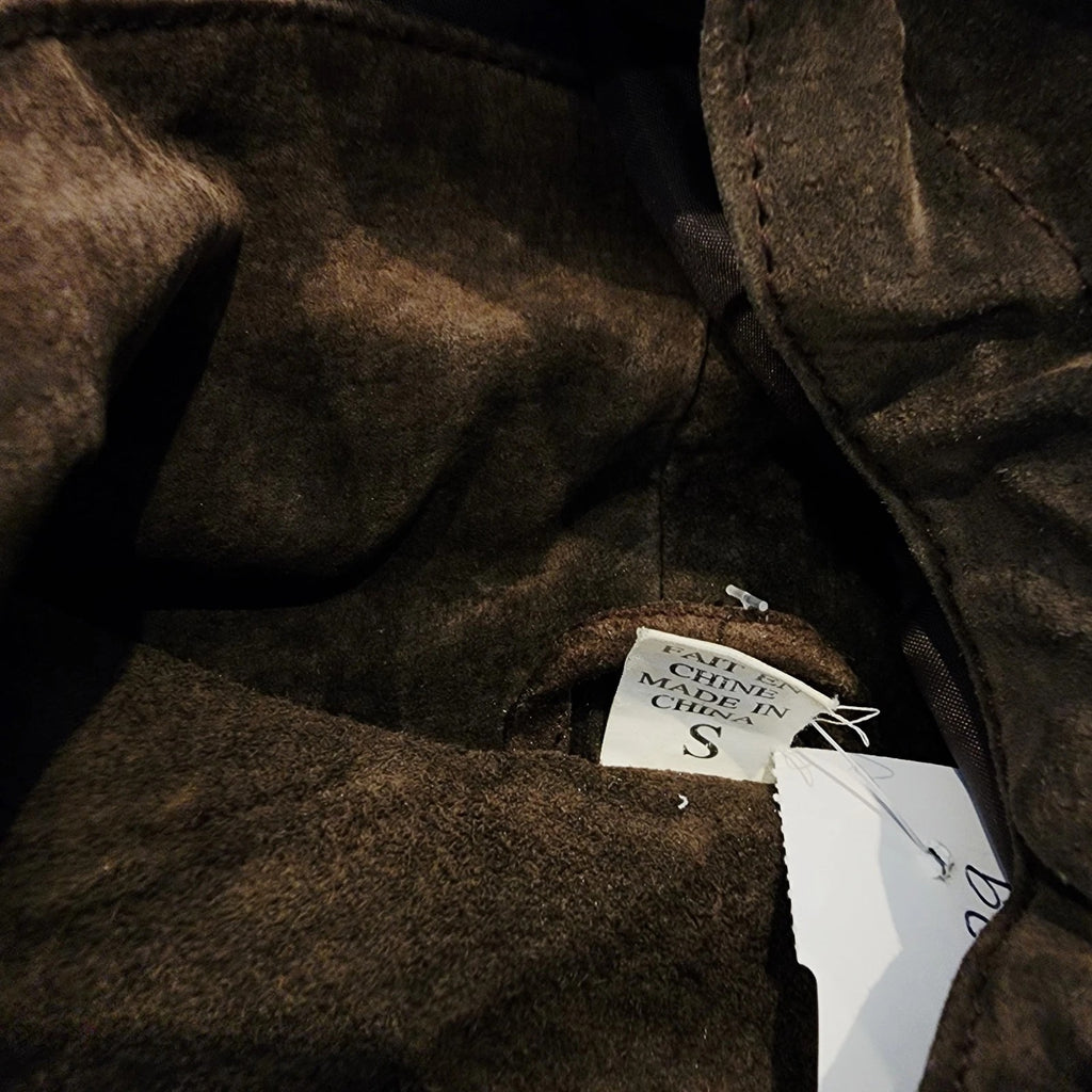 Vintage Genuine Leather Sz S Parka Jacket Mid-length Brown Hooded