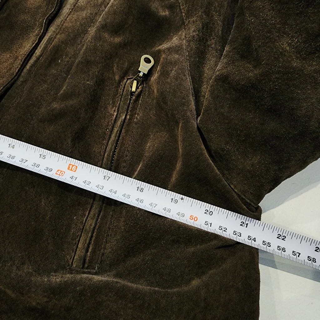 Vintage Genuine Leather Sz S Parka Jacket Mid-length Brown Hooded