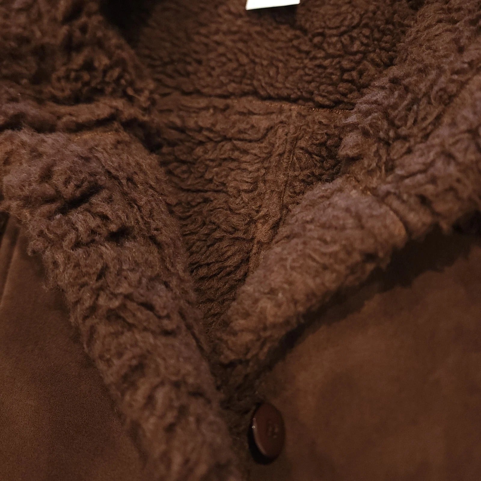 Faux Shearling Mocha Brown Sz S Overcoat